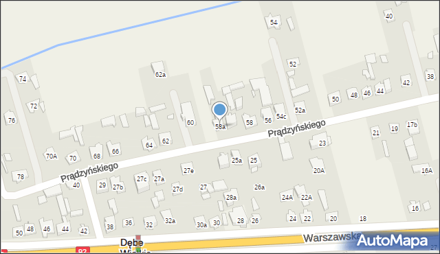 Dębe Wielkie, Prądzyńskiego Ignacego, gen., 58a, mapa Dębe Wielkie