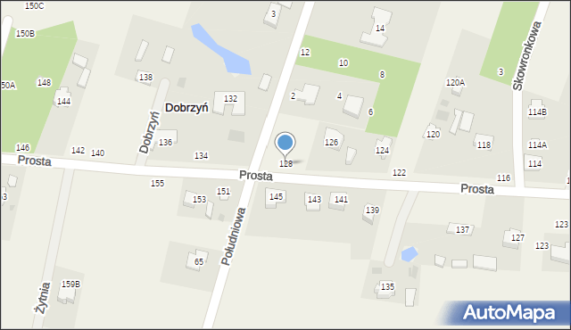 Dobrzyń, Prosta, 128, mapa Dobrzyń