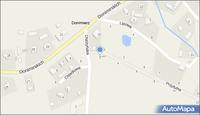 Donimierz, Przytulna, 2, mapa Donimierz