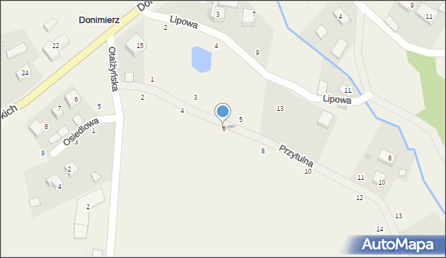 Donimierz, Przytulna, 6, mapa Donimierz