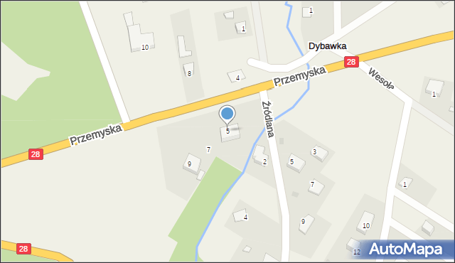 Dybawka, Przemyska, 5, mapa Dybawka