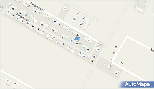 Falenty Nowe, Promienna, 53, mapa Falenty Nowe