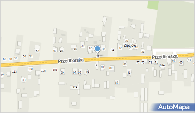 Fałków, Przedborska, 38, mapa Fałków