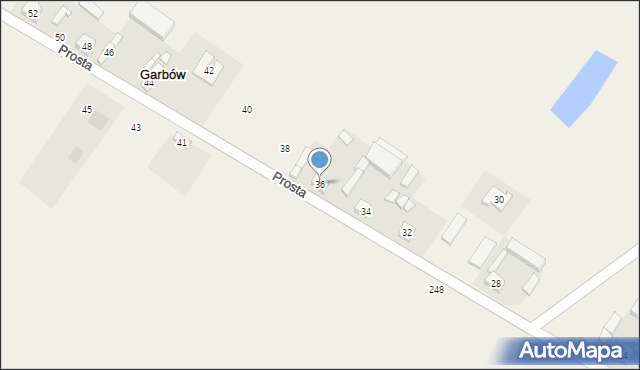 Garbów, Prosta, 36, mapa Garbów
