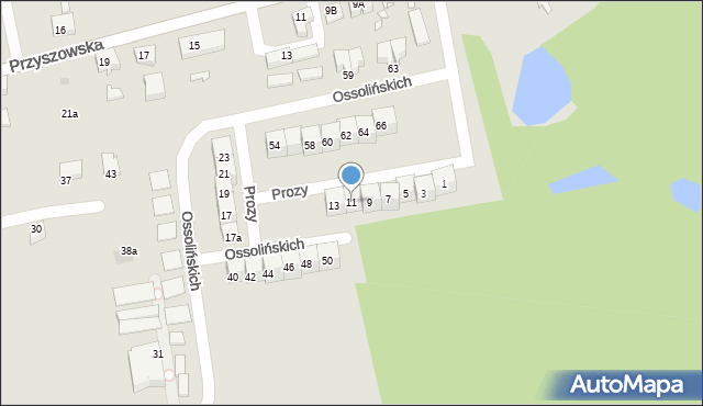 Gliwice, Prozy, 11, mapa Gliwic