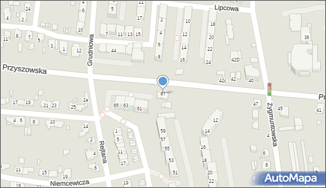 Gliwice, Przyszowska, 67, mapa Gliwic