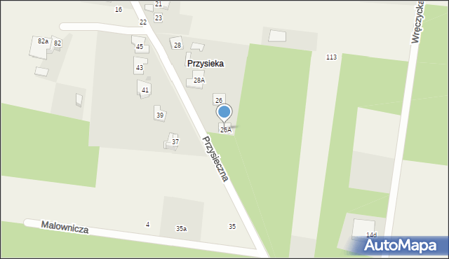 Gorzelnia, Przysieczna, 26A, mapa Gorzelnia