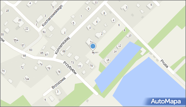 Gorzyce, Przybyłów, 75, mapa Gorzyce