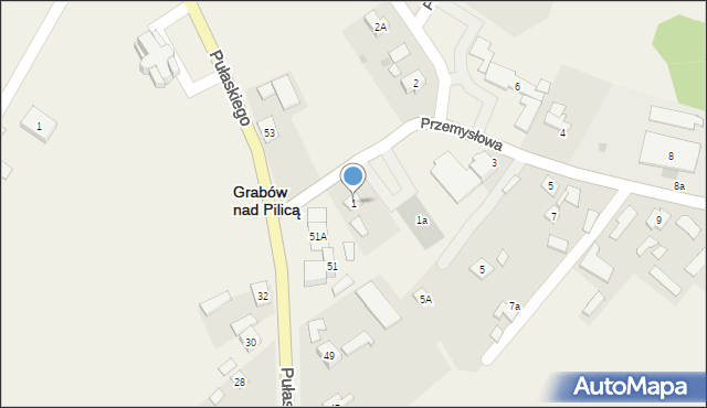 Grabów nad Pilicą, Przemysłowa, 1, mapa Grabów nad Pilicą