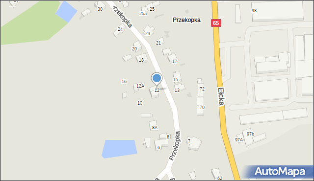 Grajewo, Przekopka, 12, mapa Grajewo