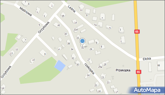 Grajewo, Przekopka, 31, mapa Grajewo