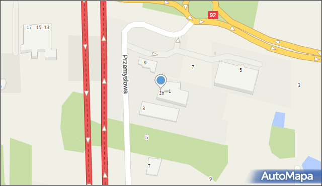 Gręzów, Przemysłowa, 1b, mapa Gręzów