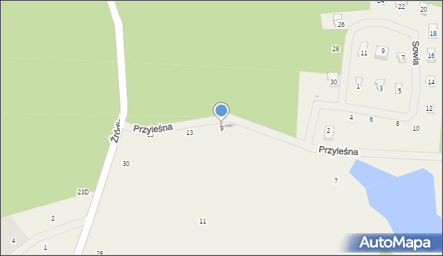 Gromadzin, Przyleśna, 9, mapa Gromadzin