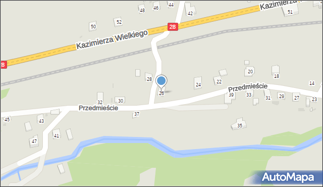 Grybów, Przedmieście, 26, mapa Grybów