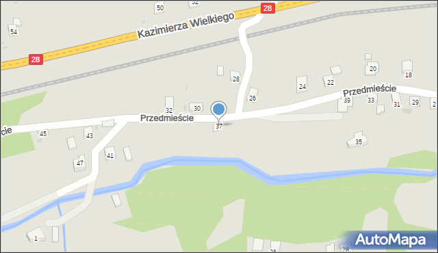 Grybów, Przedmieście, 37, mapa Grybów