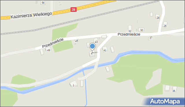 Grybów, Przedmieście, 47, mapa Grybów