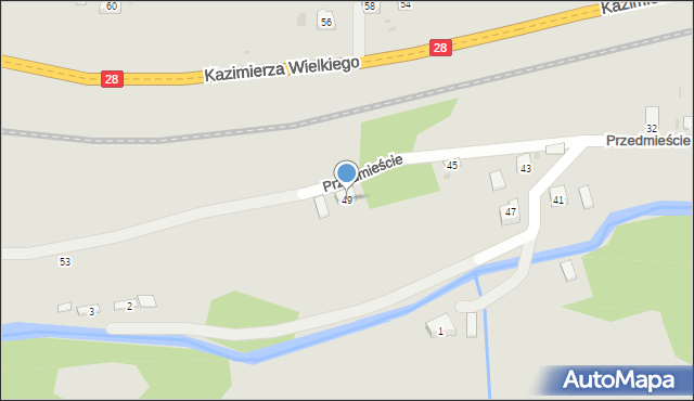 Grybów, Przedmieście, 49, mapa Grybów