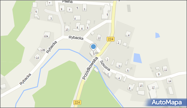 Grzybno, Przodkowska, 1, mapa Grzybno