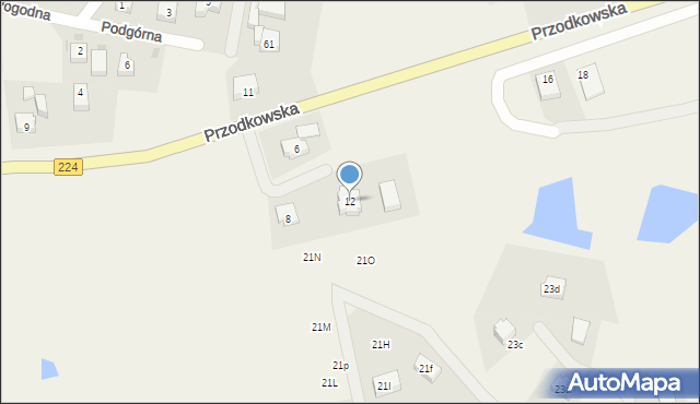 Grzybno, Przodkowska, 12, mapa Grzybno