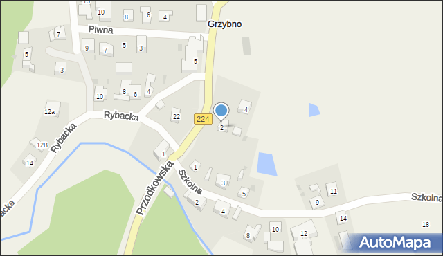 Grzybno, Przodkowska, 2, mapa Grzybno