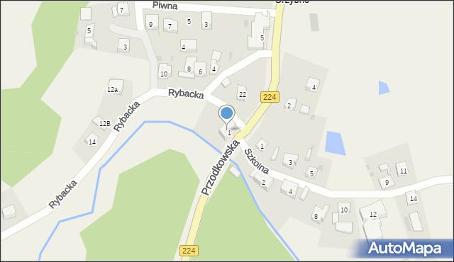 Grzybno, Przodkowska, 23, mapa Grzybno