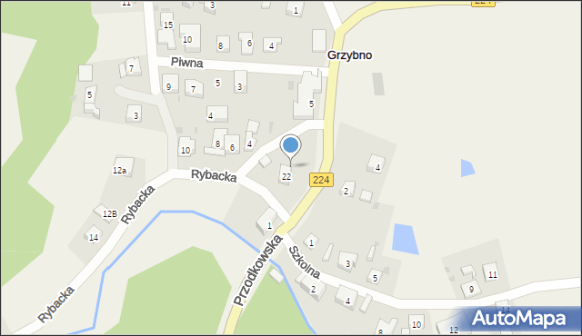 Grzybno, Przodkowska, 3a, mapa Grzybno