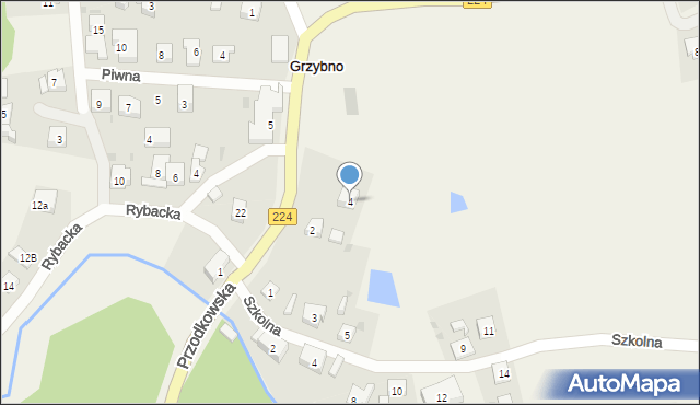 Grzybno, Przodkowska, 4, mapa Grzybno