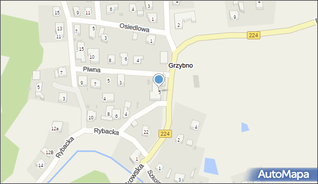 Grzybno, Przodkowska, 5, mapa Grzybno