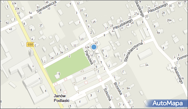 Janów Podlaski, Przechodnia, 9a, mapa Janów Podlaski