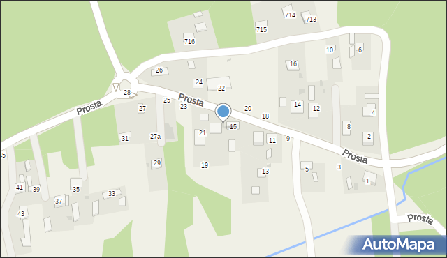 Jasień, Prosta, 17, mapa Jasień