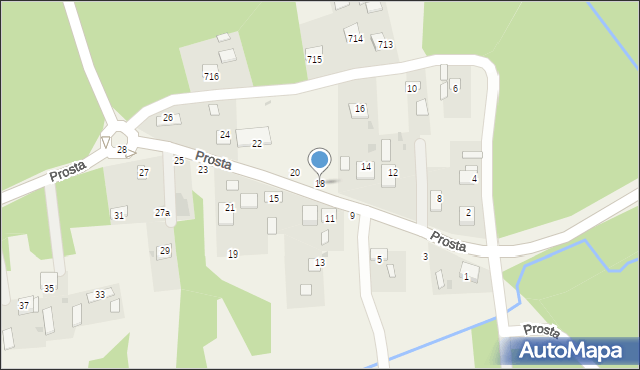 Jasień, Prosta, 18, mapa Jasień