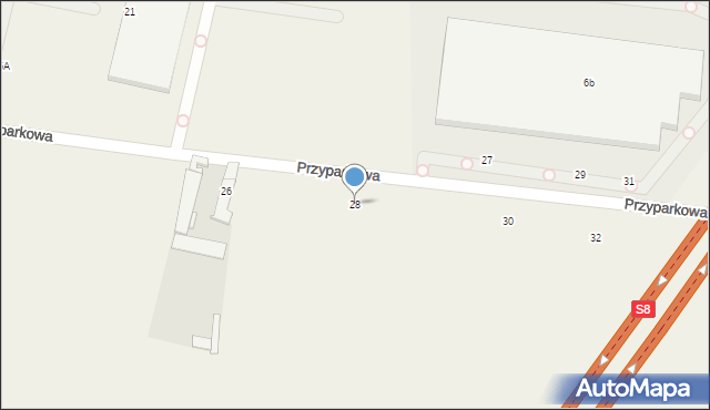 Jawczyce, Przyparkowa, 28, mapa Jawczyce