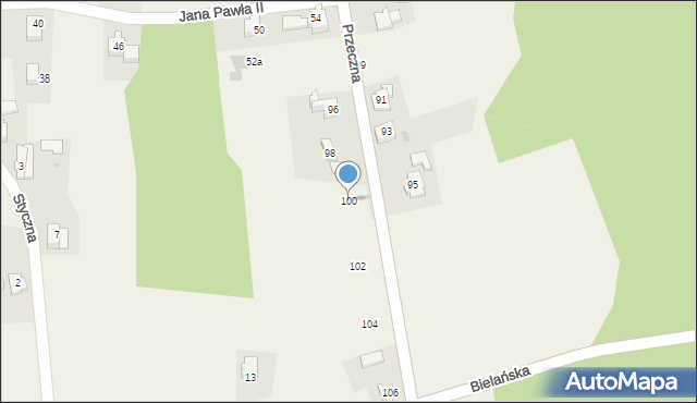 Jawiszowice, Przeczna, 100, mapa Jawiszowice