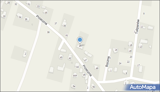 Jawiszowice, Przeczna, 45, mapa Jawiszowice