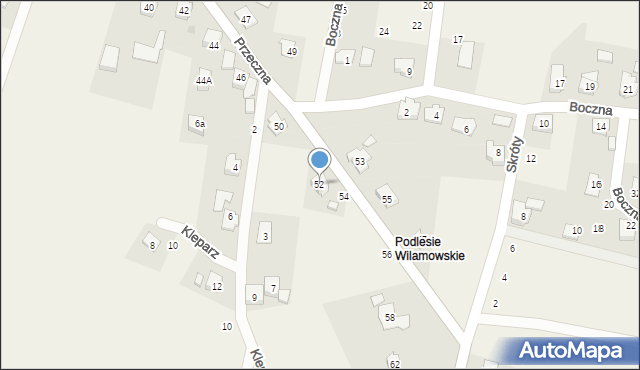 Jawiszowice, Przeczna, 52, mapa Jawiszowice