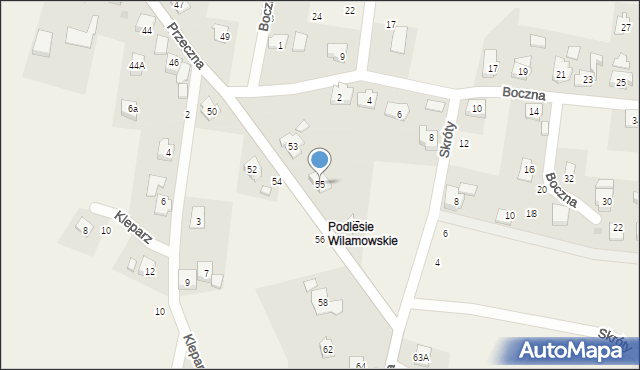 Jawiszowice, Przeczna, 55, mapa Jawiszowice