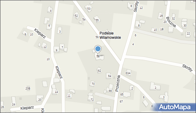 Jawiszowice, Przeczna, 58, mapa Jawiszowice