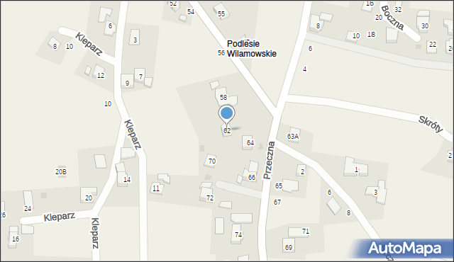 Jawiszowice, Przeczna, 62, mapa Jawiszowice