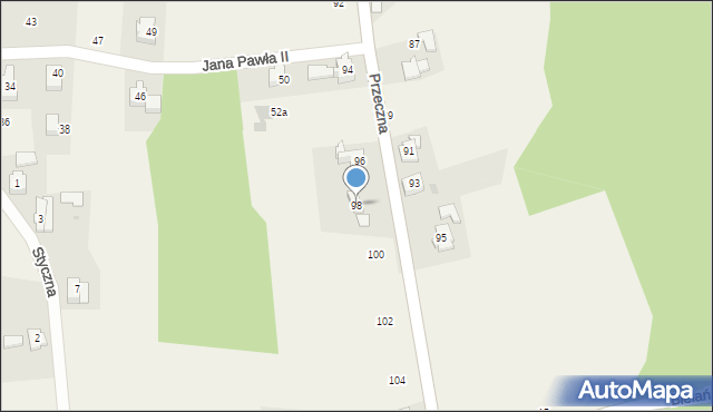 Jawiszowice, Przeczna, 98, mapa Jawiszowice