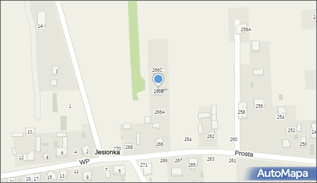 Jesionka, Prosta, 266B, mapa Jesionka