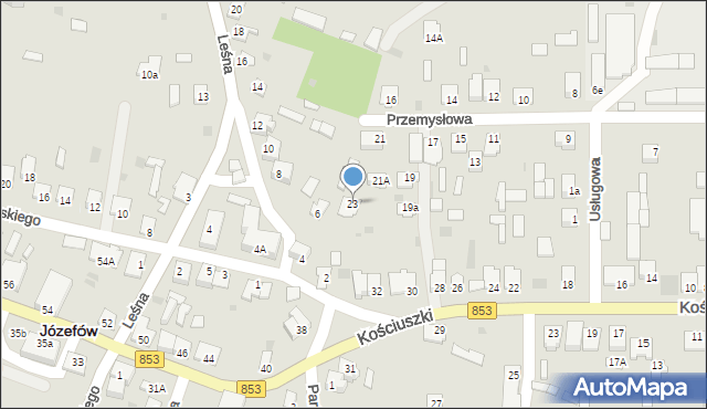 Józefów, Przemysłowa, 23, mapa Józefów