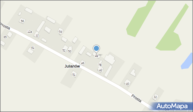 Julianów, Prosta, 44, mapa Julianów