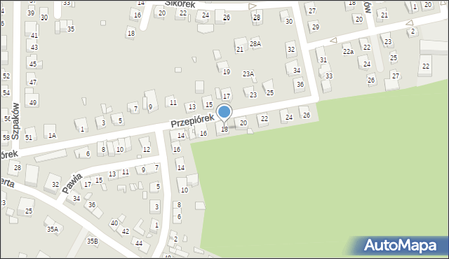 Katowice, Przepiórek, 18, mapa Katowic