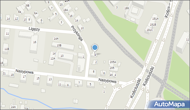 Katowice, Przyklinga Jana, 4, mapa Katowic