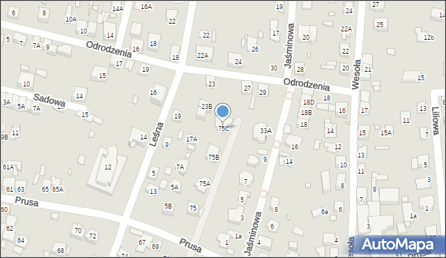 Katowice, Prusa Bolesława, 75C, mapa Katowic