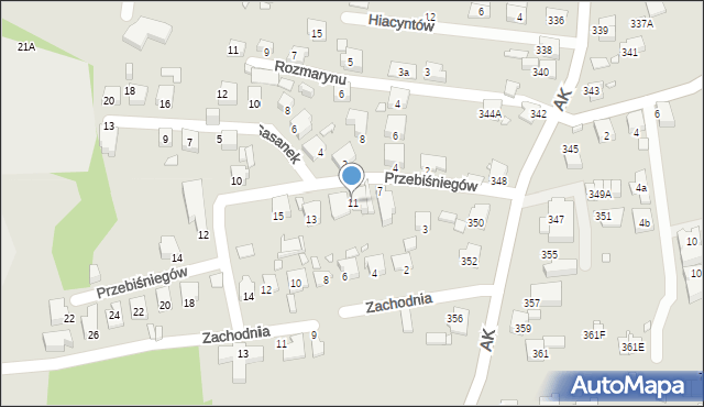 Katowice, Przebiśniegów, 11, mapa Katowic