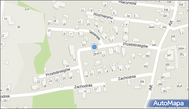 Katowice, Przebiśniegów, 15, mapa Katowic