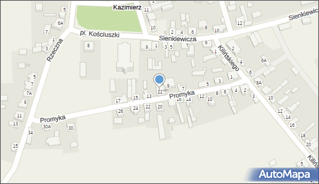 Kazimierz, Promyka, 11, mapa Kazimierz