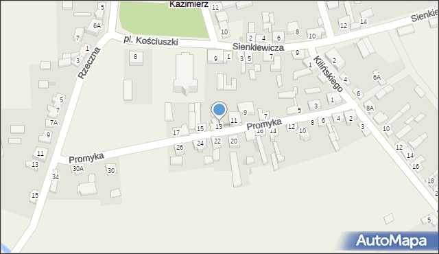 Kazimierz, Promyka, 13, mapa Kazimierz