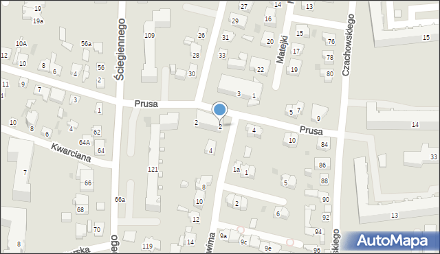 Kielce, Prusa Bolesława, 2, mapa Kielc